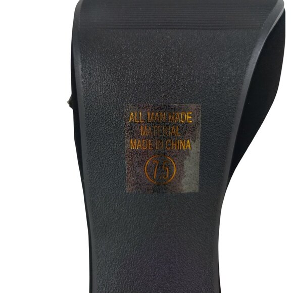 Black Ankle Strap High Heel Sandals With Rhinestone Toe Band Size 7.5. - Picture 3 of 8